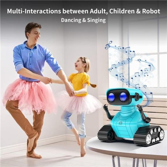 Remote Control Robot Toys for Kids, Dancing Singing Music LED Eyes Demo, (Blue) - Picture 4 of 7